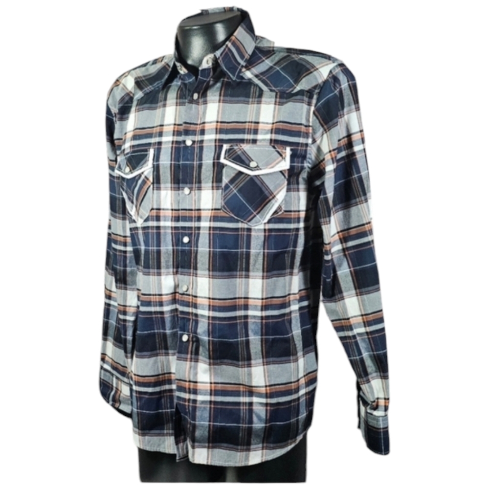 Plaid pearl snap‎ button up